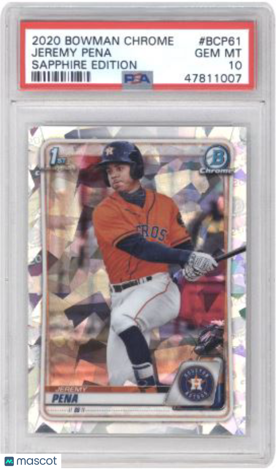 2020 Bowman Chrome Sapphire Edition Jeremy Pena #BCP61 Sapphire Edition PSA 10