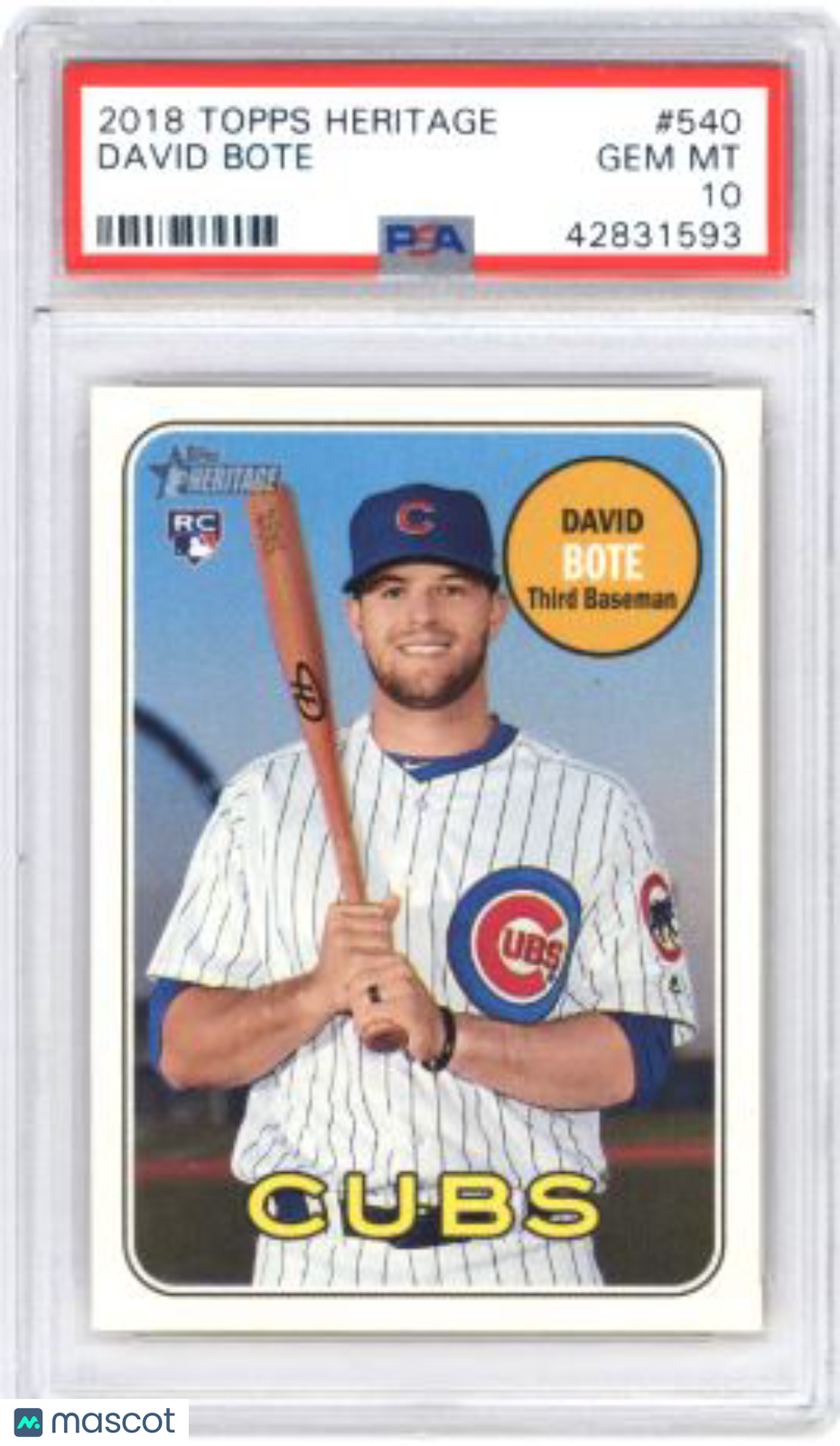 2018 Topps Heritage David Bote #540 Baseball PSA 10