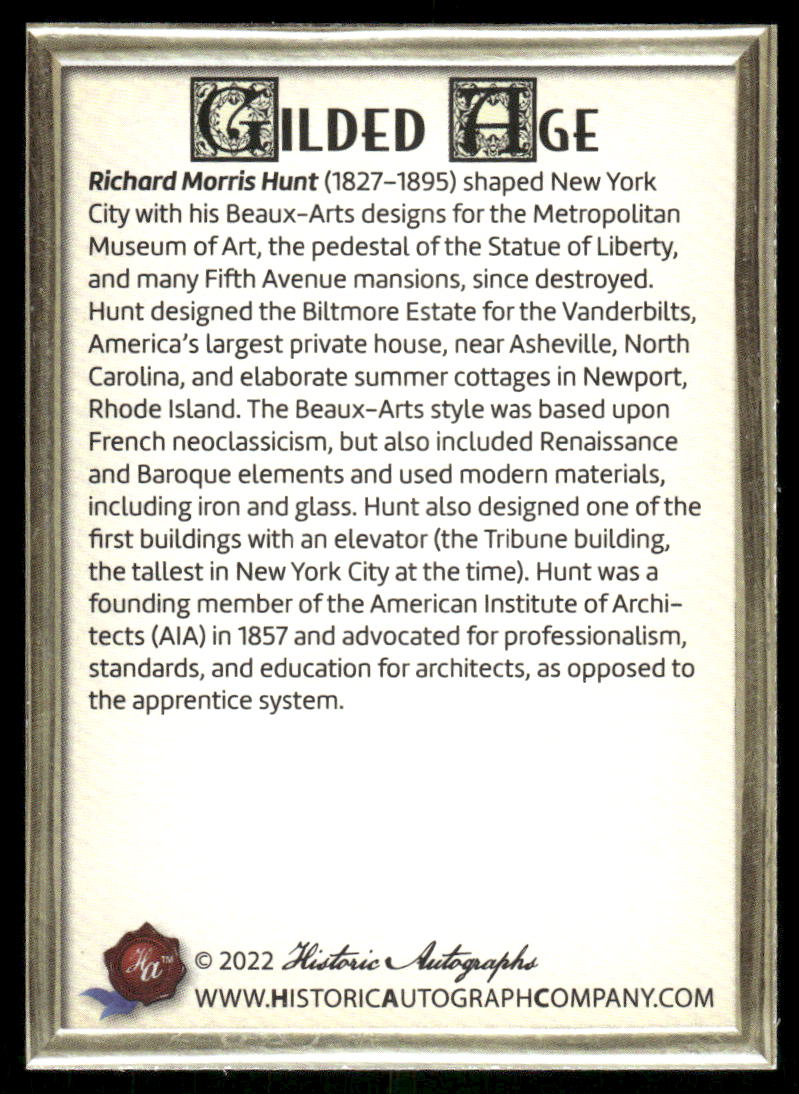 2022 Historic Autographs Gilded Age Richard Morris Hunt #4