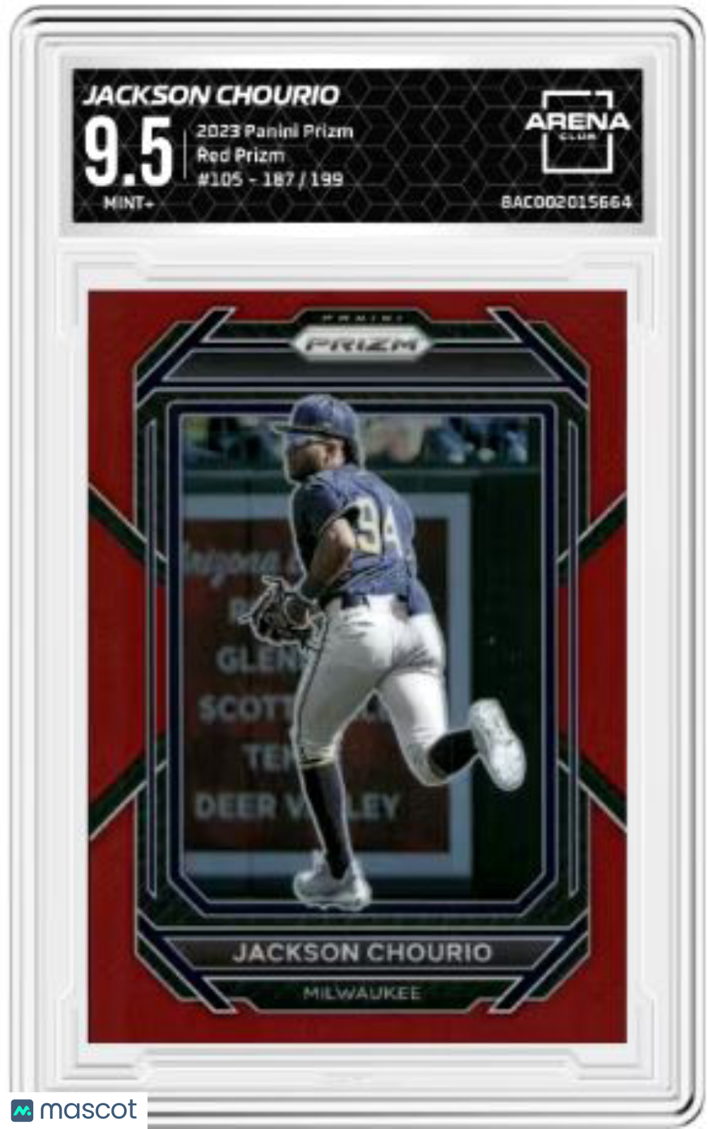 2023 Panini Prizm Jackson Chourio #105 Red Prizm 187/199 Arena Club 9.5