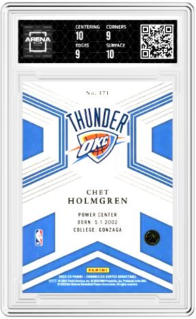 2022-23 Panini Chronicles Chet Holmgren #171 Vertex Basketball Arena Club 9.5