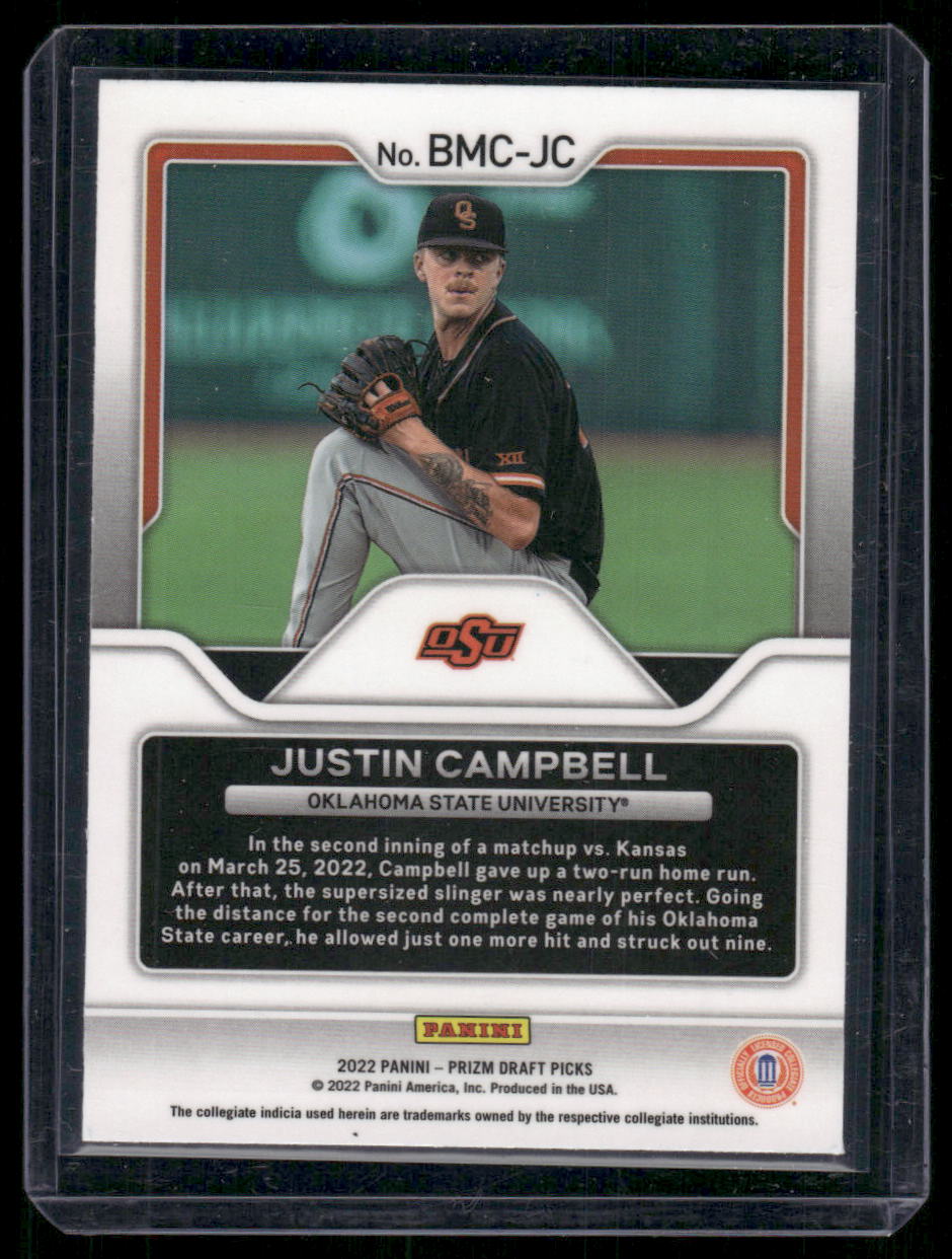 2022 Panini Prizm Draft Picks Justin Campbell #BMC-JC Baseball