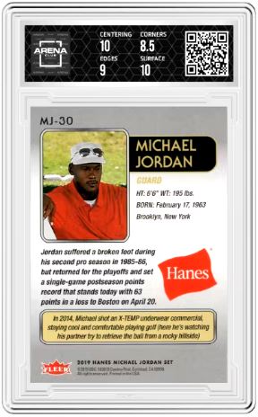 2018-19 Fleer Hanes MJ Michael Jordan #MJ-30 Basketball Arena Club 9