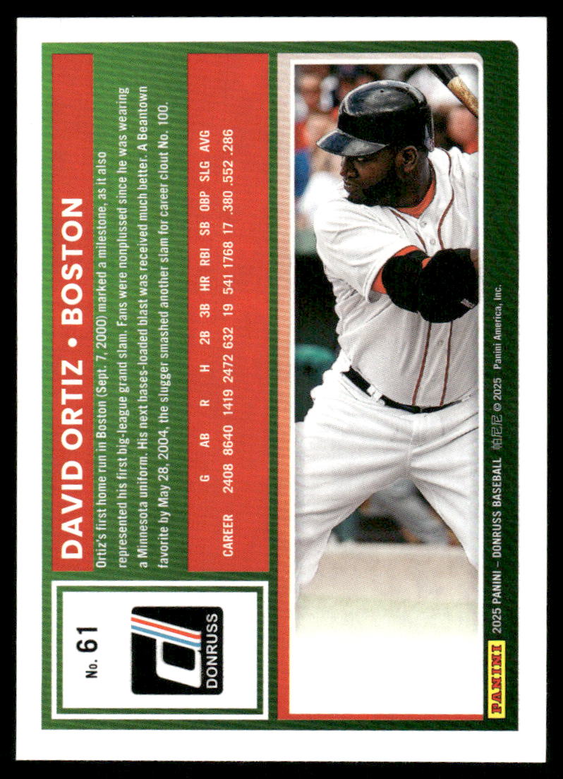2025 Donruss David Ortiz #61 Baseball