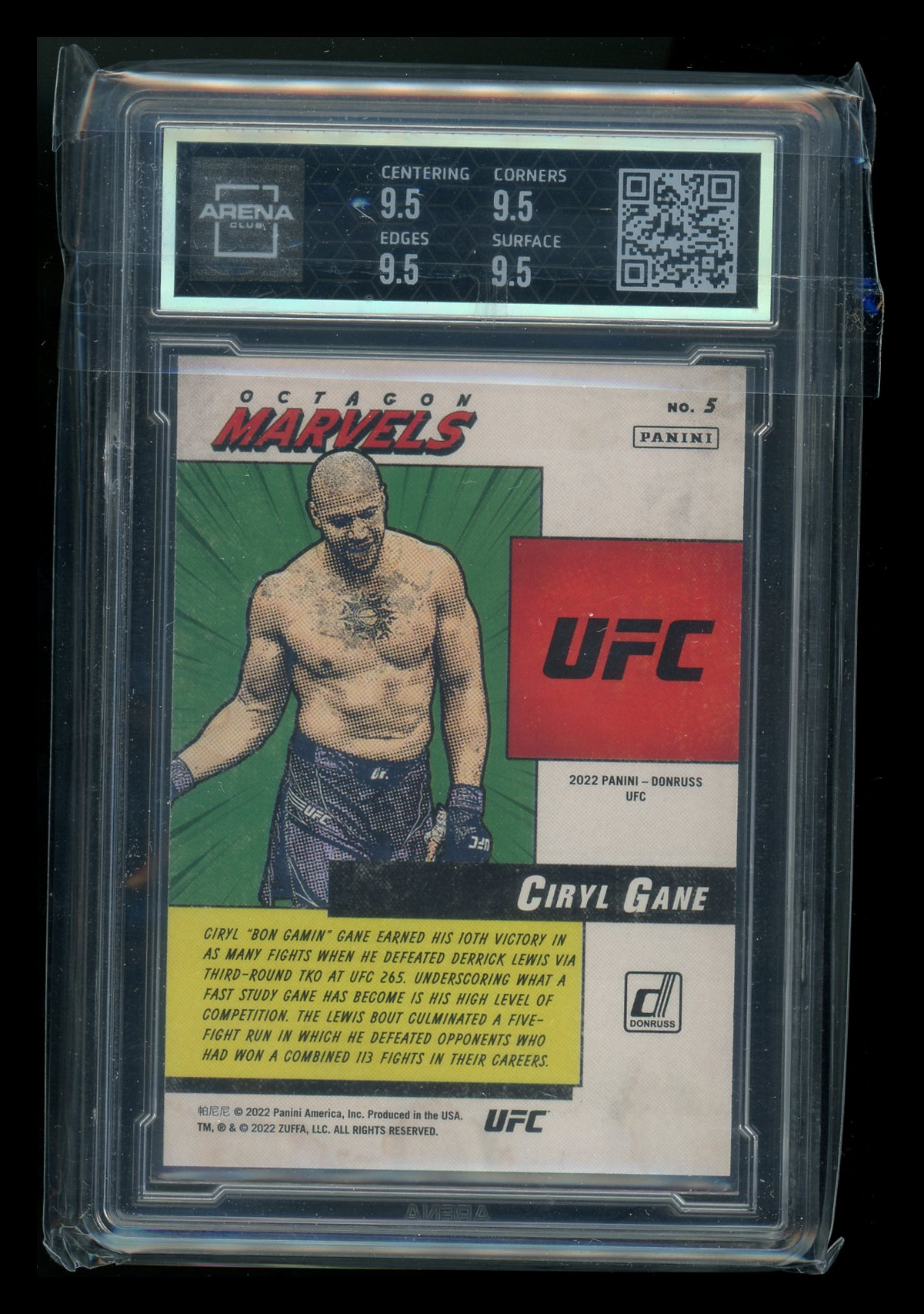 2022 Donruss UFC Octagon Marvels Ciryl Gane #5 Green  Arena Club 9.5