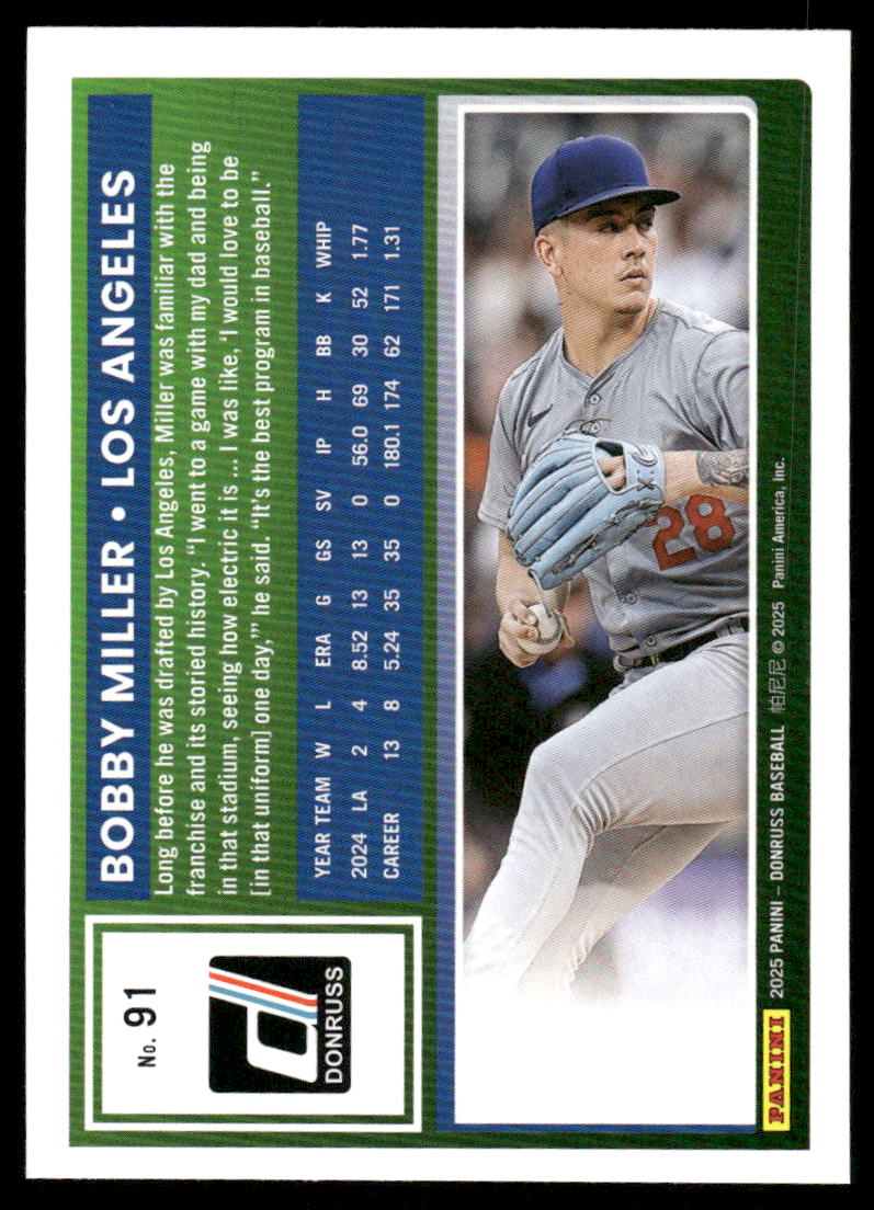 2025 Donruss Bobby Miller #91 Baseball
