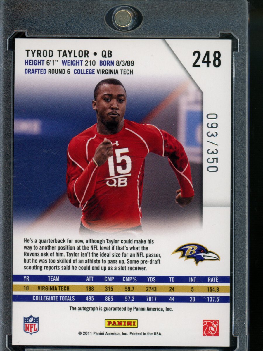 2011 Panini Rookies and Stars Tyrod Taylor #248 Auto 093/350 Football