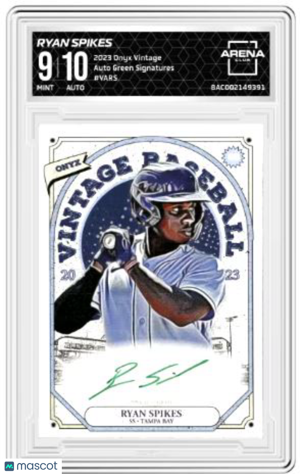 2023 Onyx Vintage Ryan Spikes #VARS Auto Green Signature /50 Arena Club 9