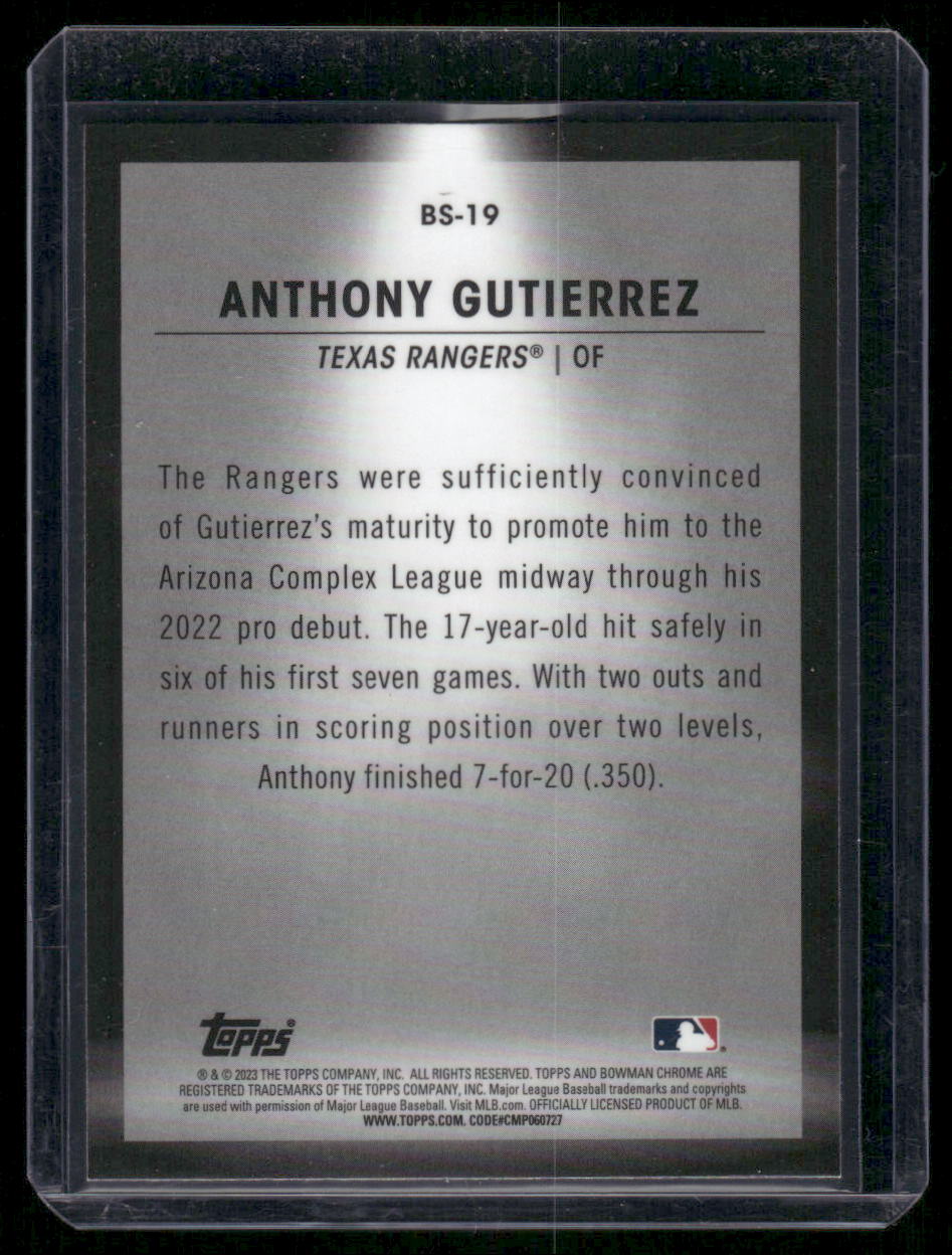 2023 Bowman Chrome Anthony Gutierrez #BS-19 Spotlight Baseball