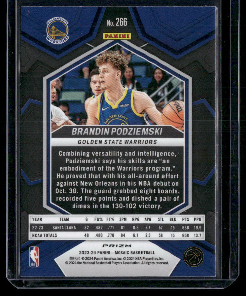 2023-24 Panini Mosaic Basketball Brandin Podziemski #266 NBA Debut RC