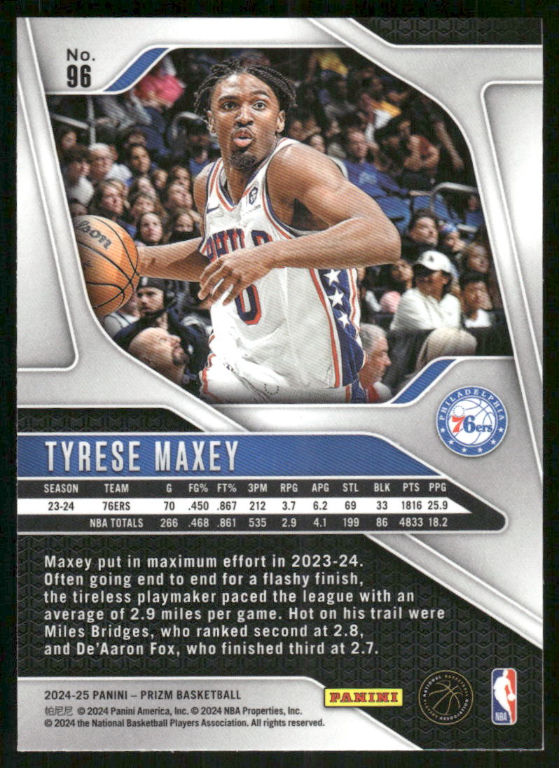 2024-25 Panini Prizm Tyrese Maxey #96 Basketball