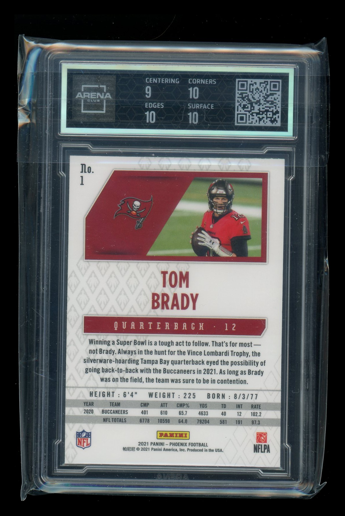 2021 Panini Phoenix Tom Brady #1 Football Arena Club 9.5