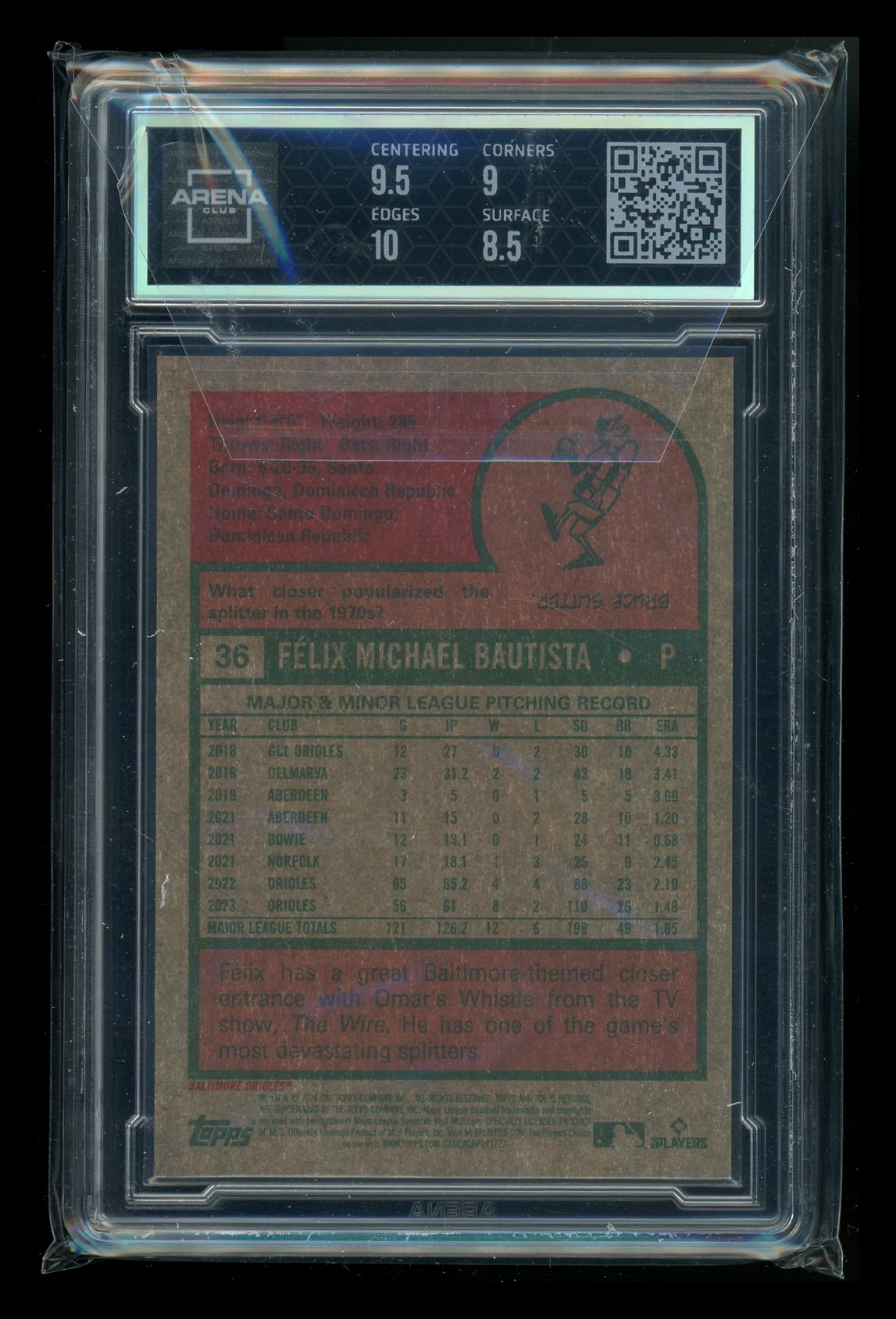 2022 Topps Heritage Chrome Silver Refractor Felix Bautista #36 011/316 AC 9