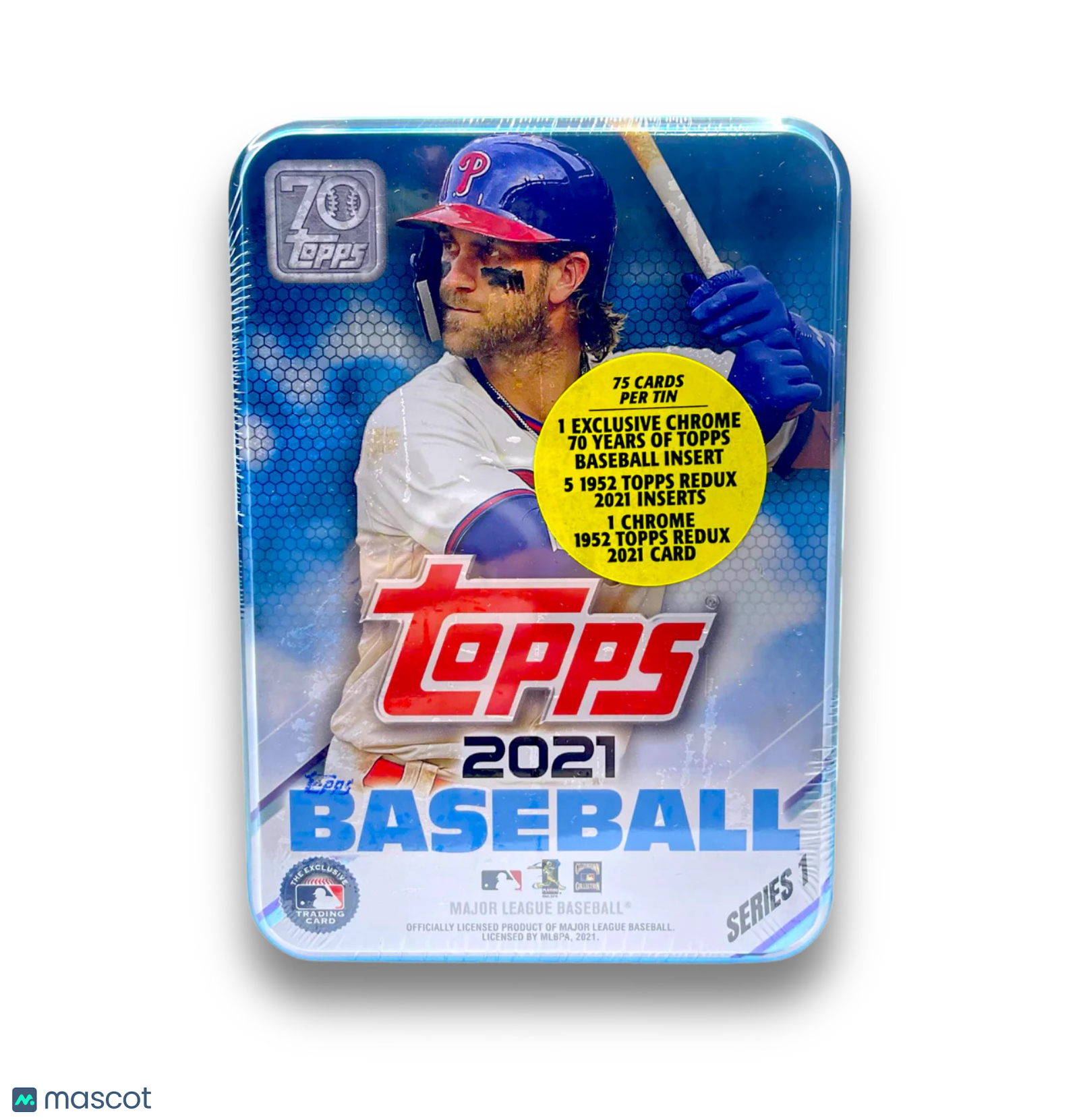 2021 Topps Baseball 75 Cards Per Tin 1 Exclusive Chrome 70 Years of Topps