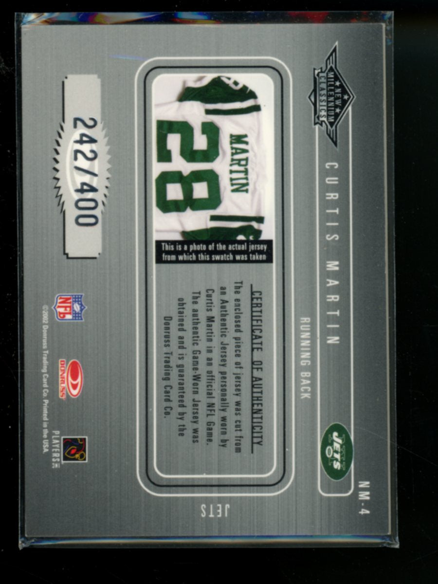 2001 Upper Deck Ovation Curtis Martin #NM-4 Game-Worn Jersey 242/400 Football