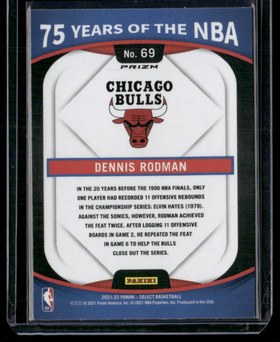 2021-22 Panini Select Dennis Rodman #69 75 Years of the NBA Basketball