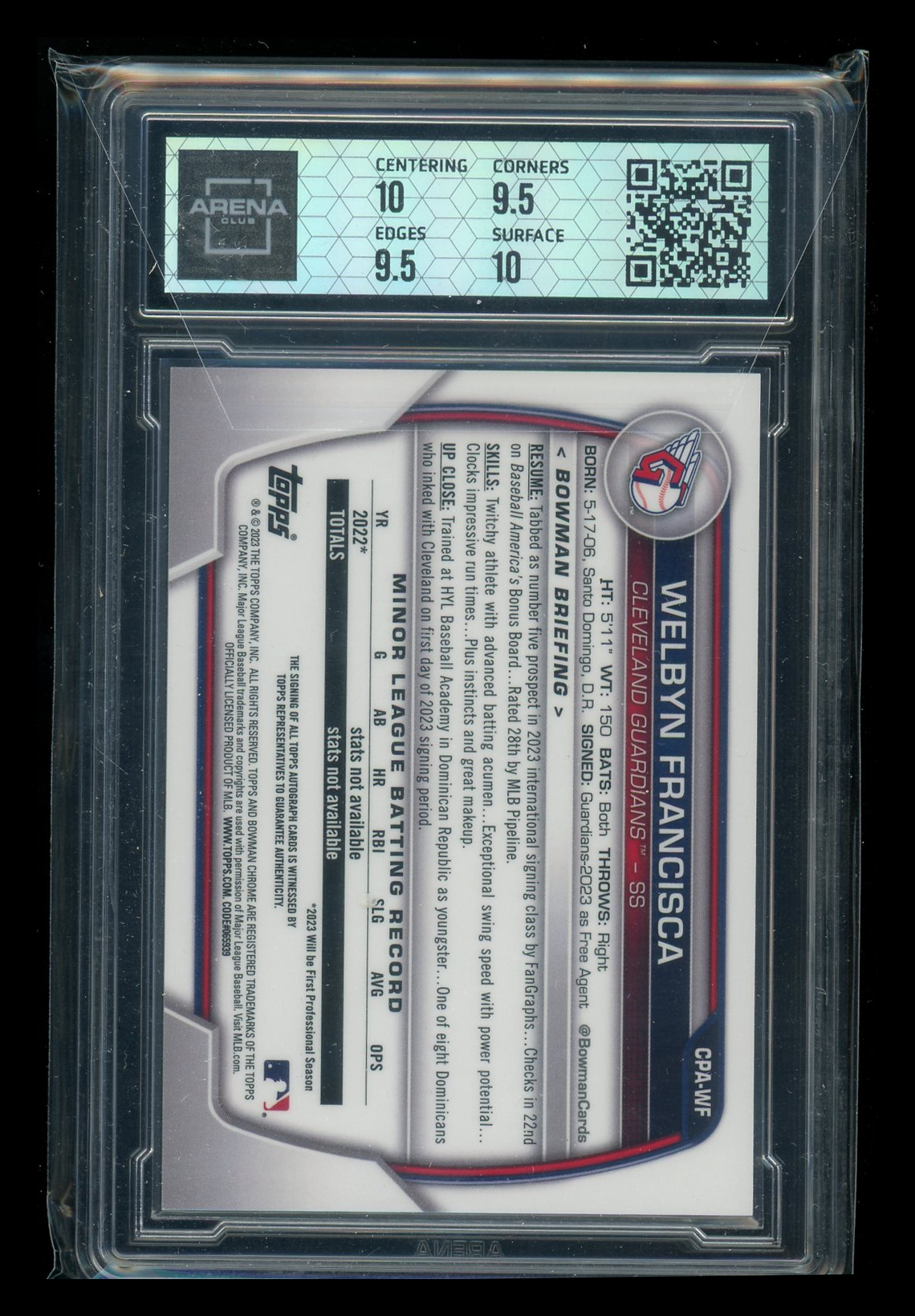 2023 Bowman Chrome Welbyn Franciska #CPA-WF Autograph Issue Arena Club 10