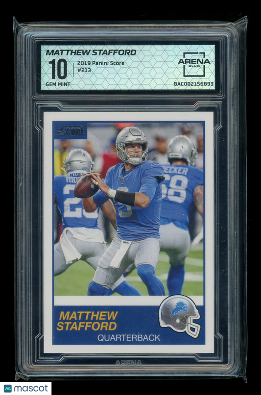 2019 Panini Score Matthew Stafford #213 Football Arena Club 10