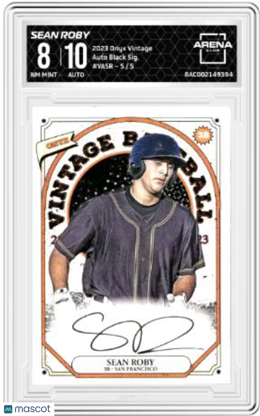 2023 Onyx Vintage Sean Roby #VASR Auto Black Signature 5/5 Arena Club 8