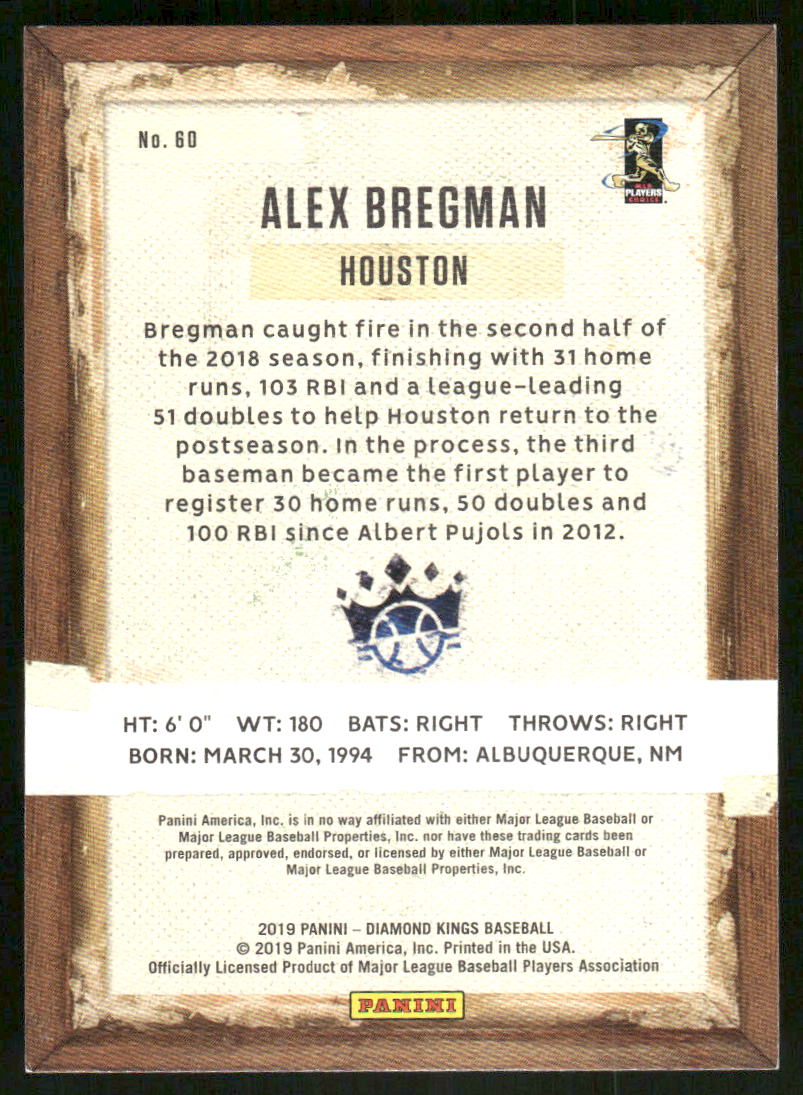 2019 Panini Diamond Kings Alex Bregman #60 Baseball