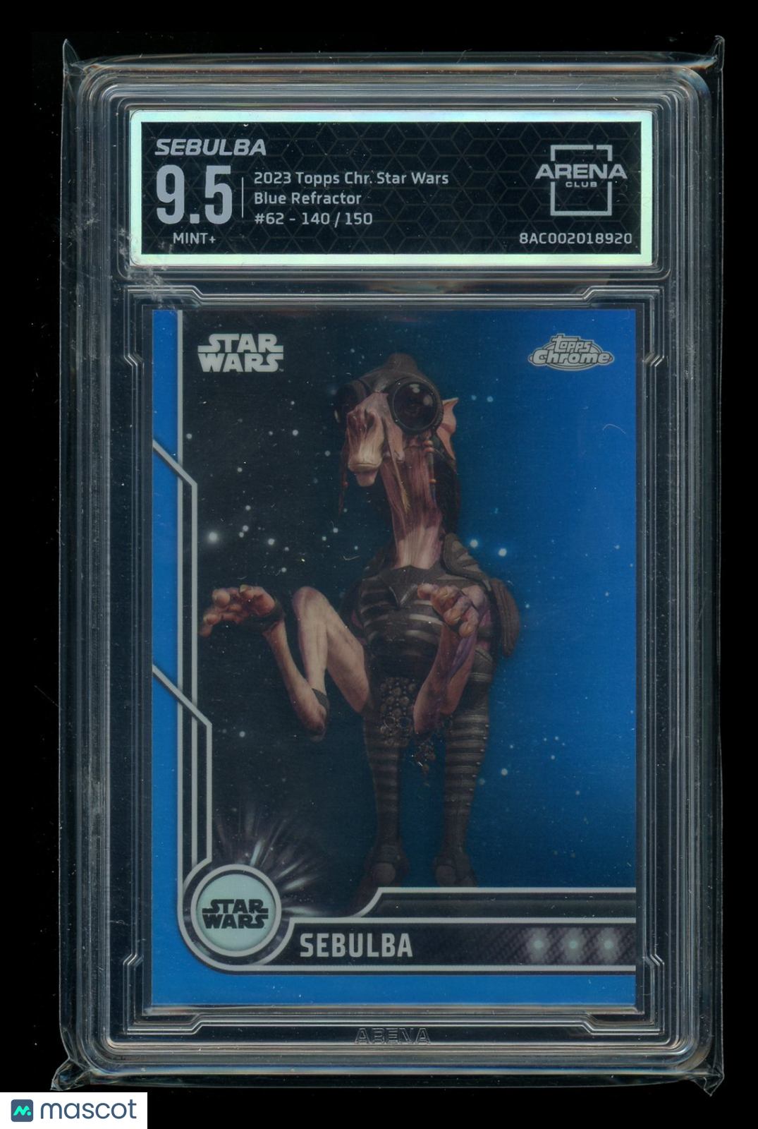 2023 Topps Chrome Star Wars Blue Refractor Sebulba 140/150 #62 Arena Club 9.5
