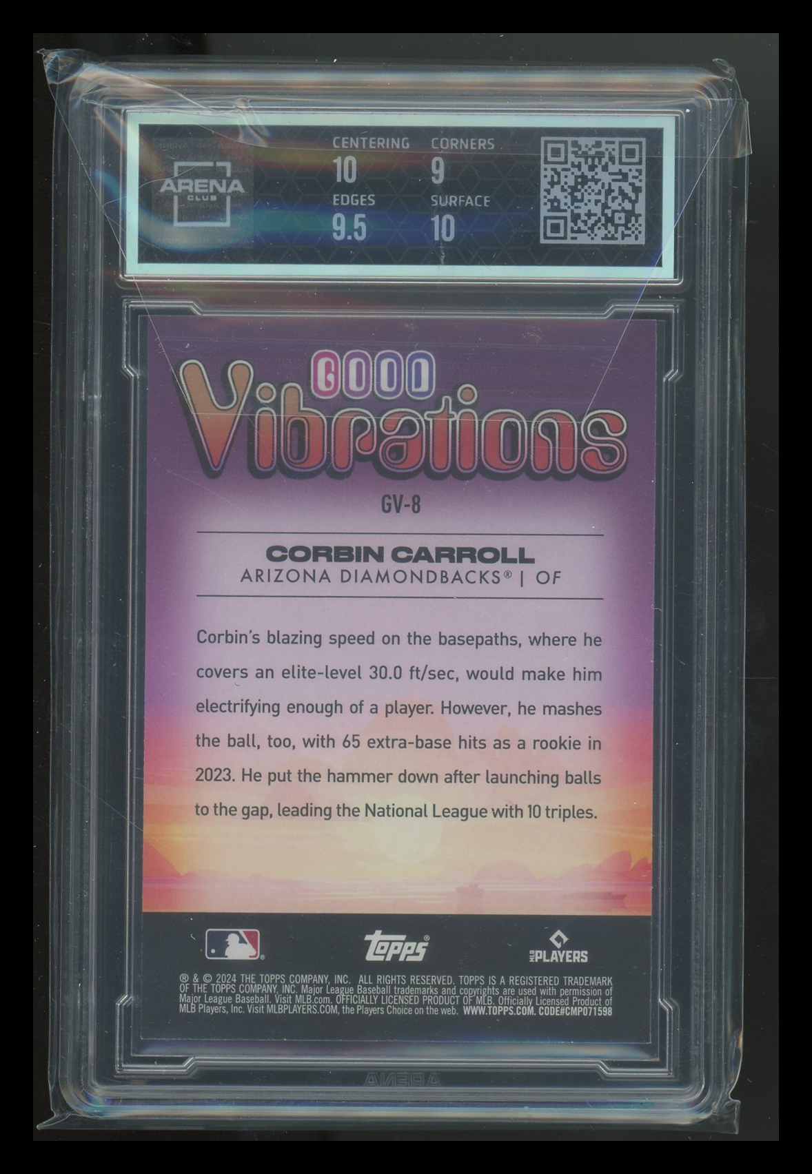2024 Topps Big League Good Vibrations Corbin Carroll #GV-8 Arena Club 9.5