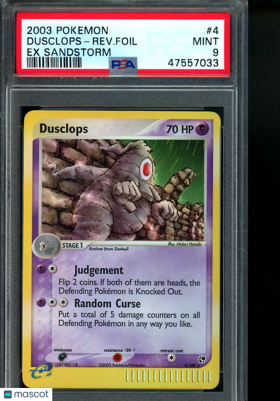 PokéMon TCG Dusclops-Rev. Foil #4 Sandstorm PSA 9 2003 Pokemon EX Sandstorm