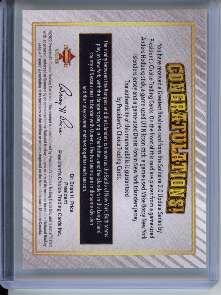 2023 President's Choice Hedburg/Nilsson/Bossy/Potvin Greatest Rivalries 1/1