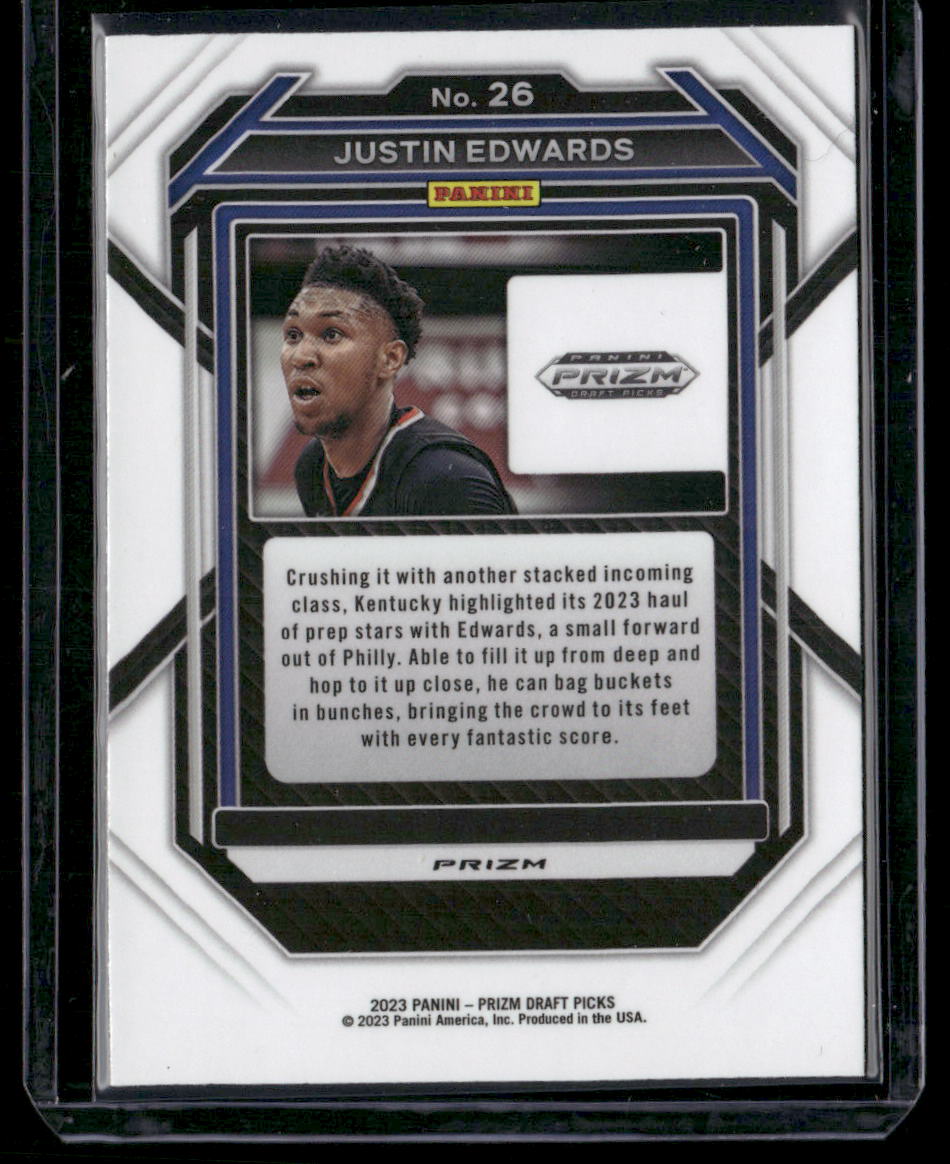 2023 Panini Prizm Draft Picks Justin Edwards #26 Red Ice Basketball