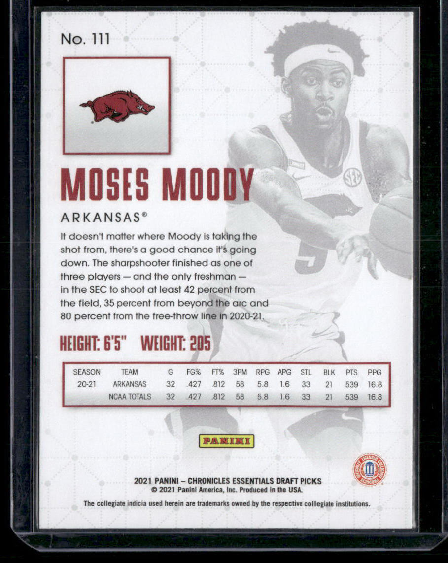 2021 Panini Chronicles Draft Picks Moses Moody #111 Essentials RC Basketball