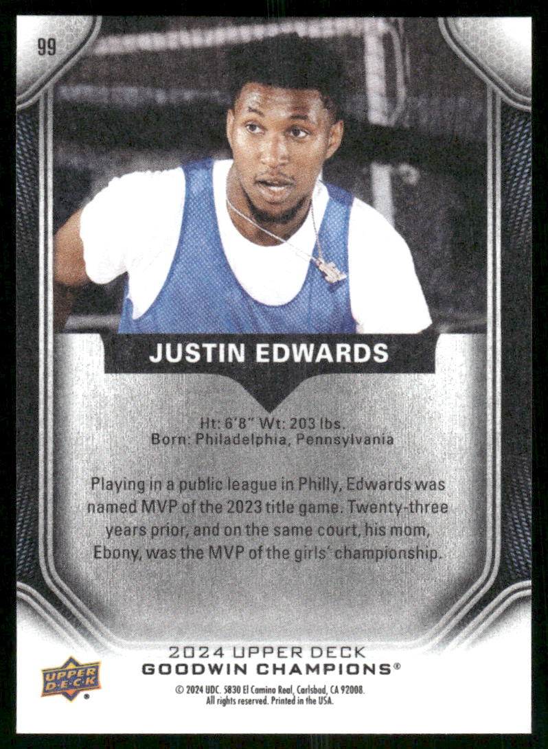 2024 Upper Deck Goodwin Champions Justin Edwards #99 Basketball