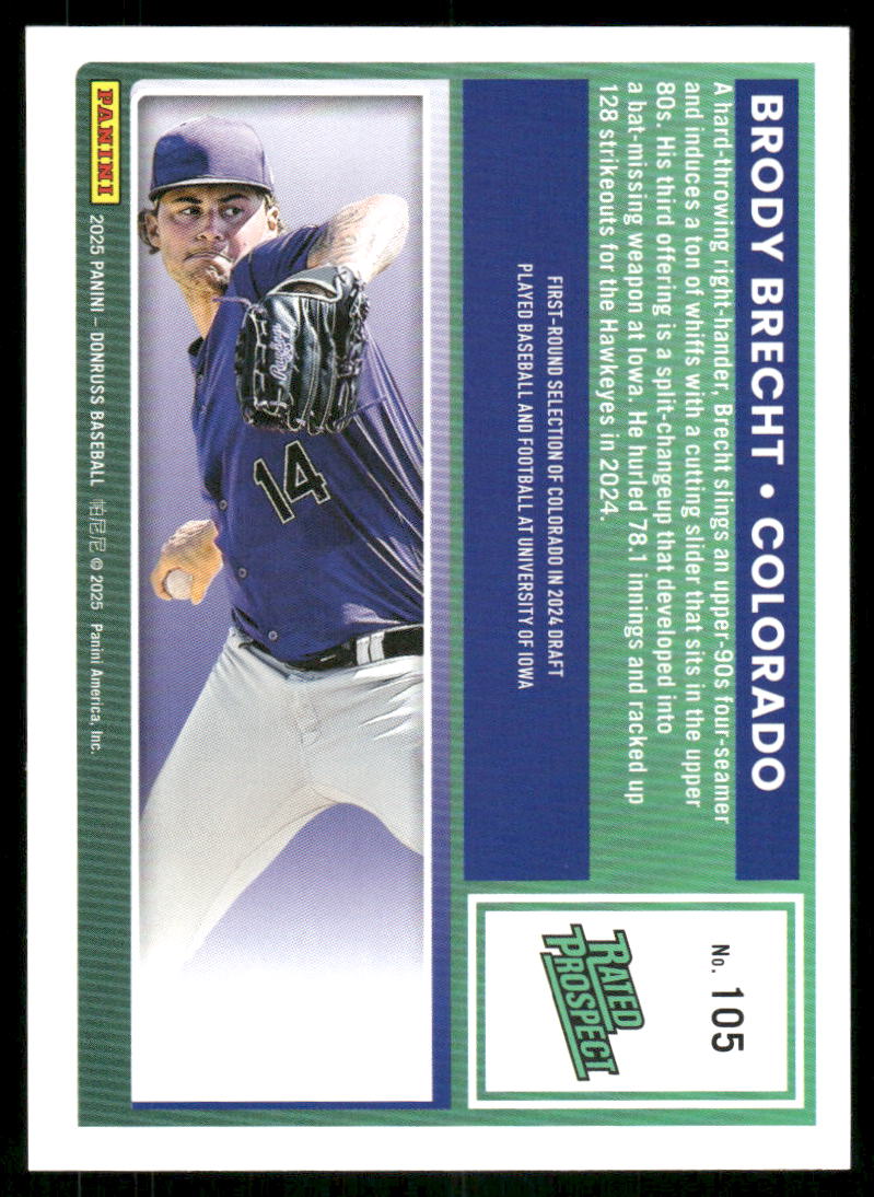 2025 Donruss Brody Brecht #105 Rated Prospect Baseball