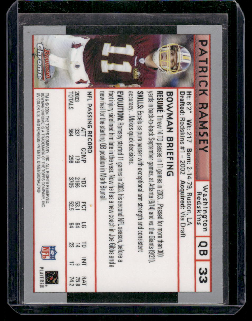 2004 Bowman Chrome Patrick Ramsey #33 Football