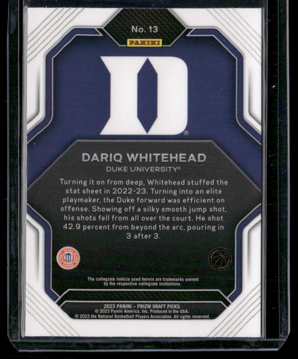 2023 Panini Prizm DP Dariq Whitehead #13 Fireworks RC Basketball