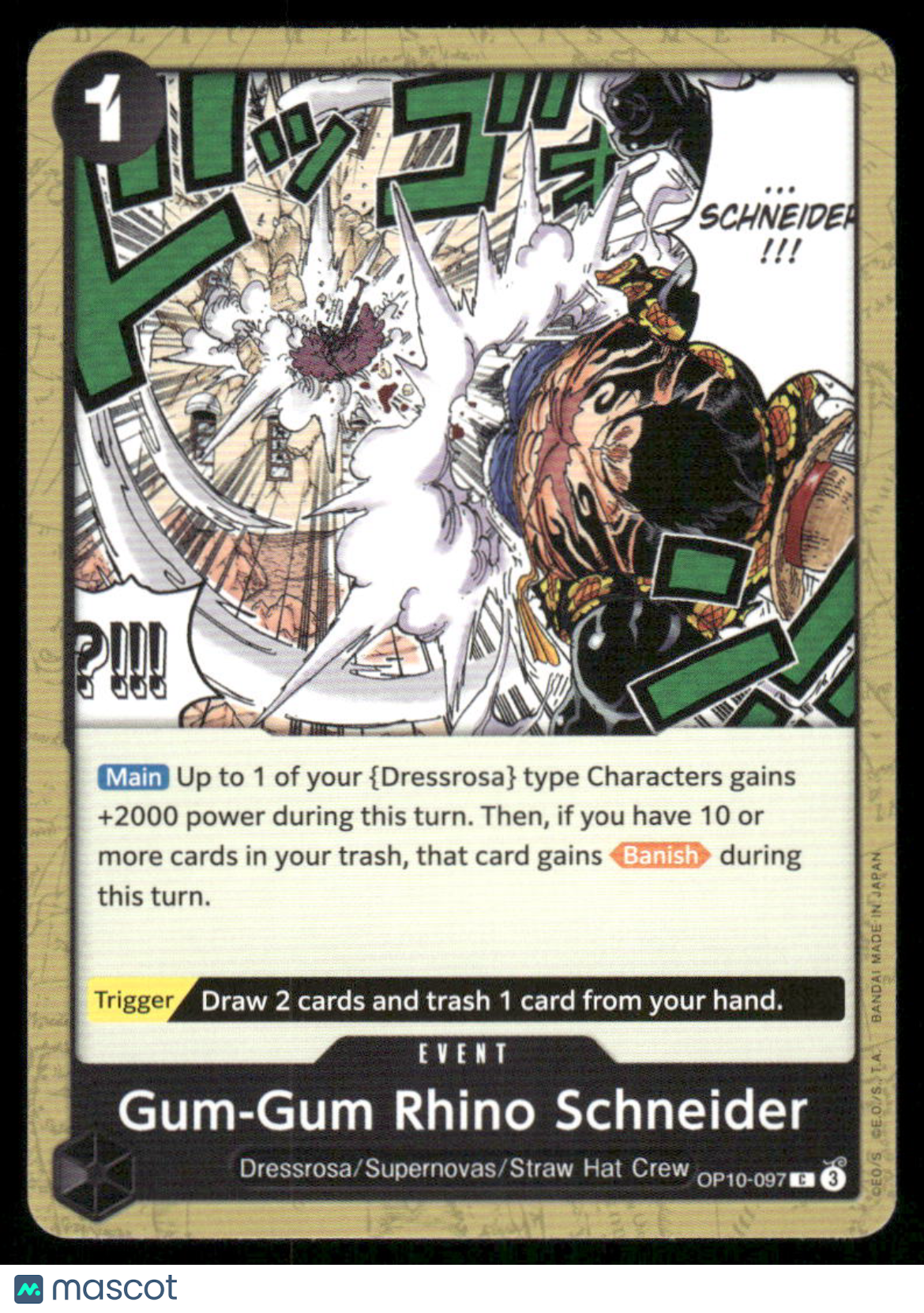 One Piece Card Game Gum-Gum Rhino Schneider #OP1-097 One Piece Royal Blood