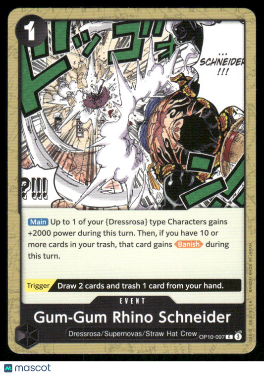 One Piece Card Game Gum-Gum Rhino Schneider #OP1-097 One Piece Royal Blood