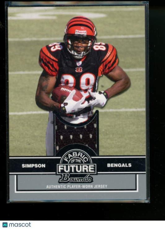 2008 Bowman Fabric of the Future Jerome Simpson #FF-JS Jersey Relic Football