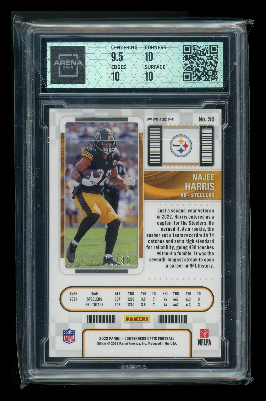 2023 Panini Contenders Optic Green Pulsar Najee Harris #56 06/30 Arena Club 10