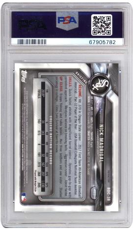 2018 Bowman Draft Nick Madrigal #BDC38 Chrome Batting Refractor Baseball PSA 9