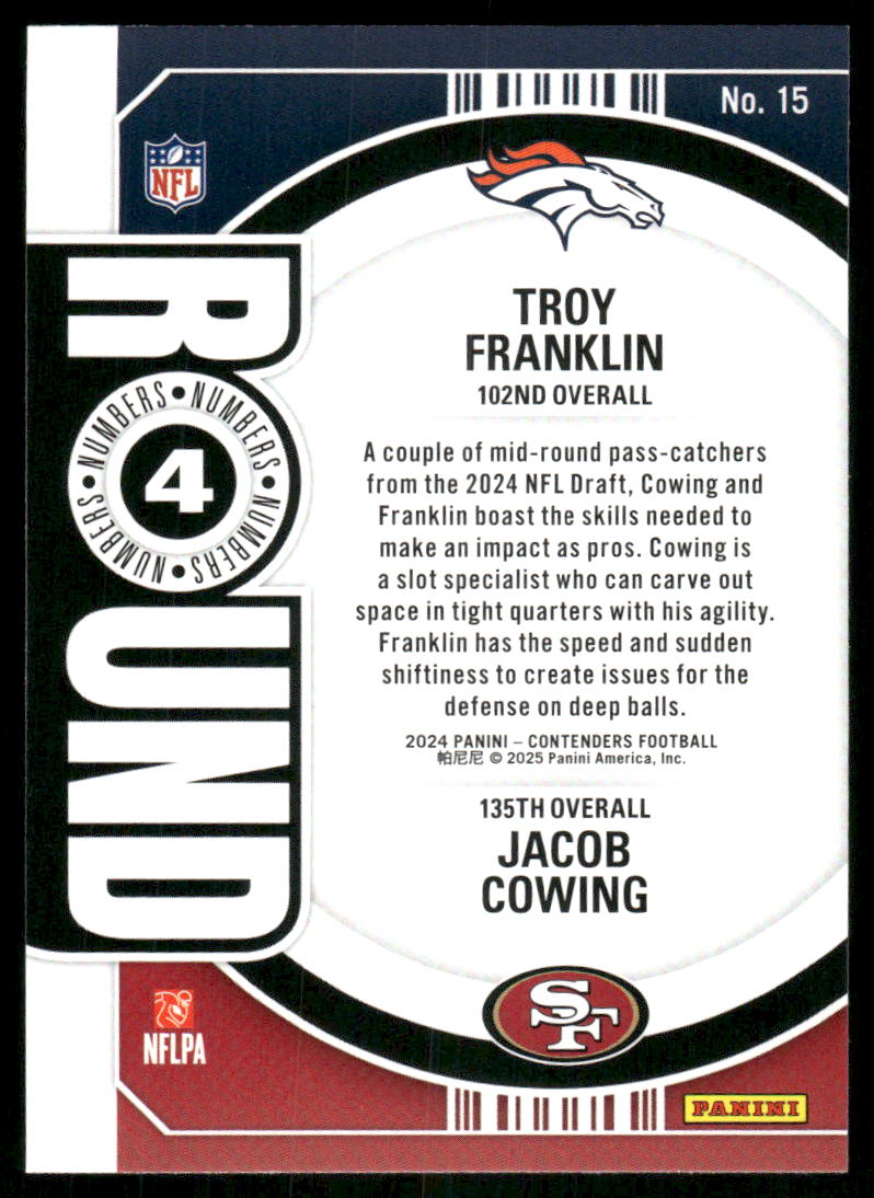 2024 Panini Contenders Football Troy Franklin Jacob Cowing #15 Football