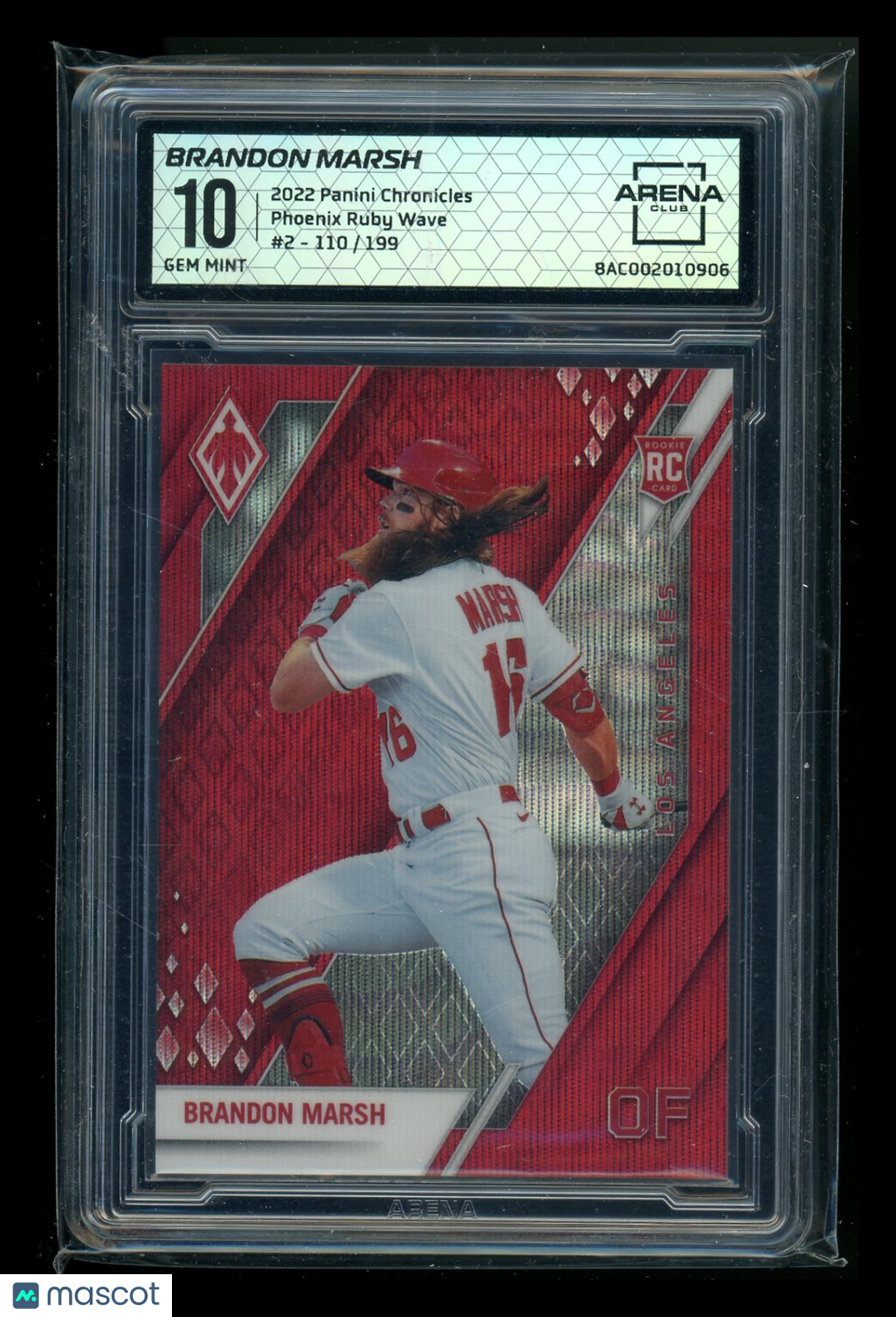 2022 Panini Chronicles Phoenix Brandon Marsh #2 Ruby Wave RC 110/199 AC 10