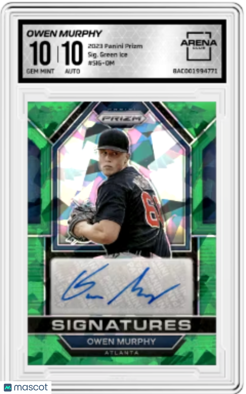 2023 Panini Prizm Owen Murphy #SIG-KM Green Auto Baseball Arena Club 10