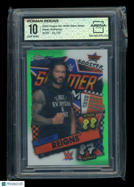 Roman Reigns #165 16/50 Arena Club 10 2021 Topps WWE Slam Attax Green Refractor
