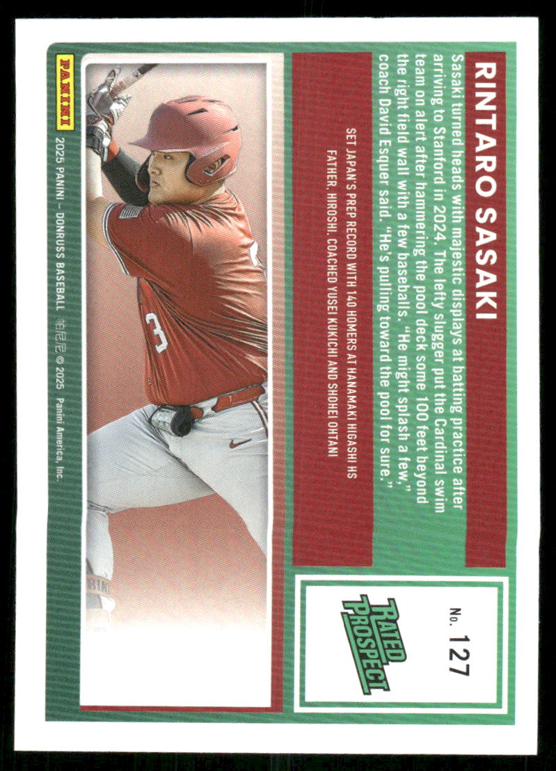 2025 Donruss Rated Prospect Rintaro Sasaki #127 Rated Prospect Baseball