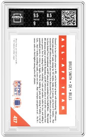 1991 Pro Set Bruce Smith #417 Football Arena Club 9