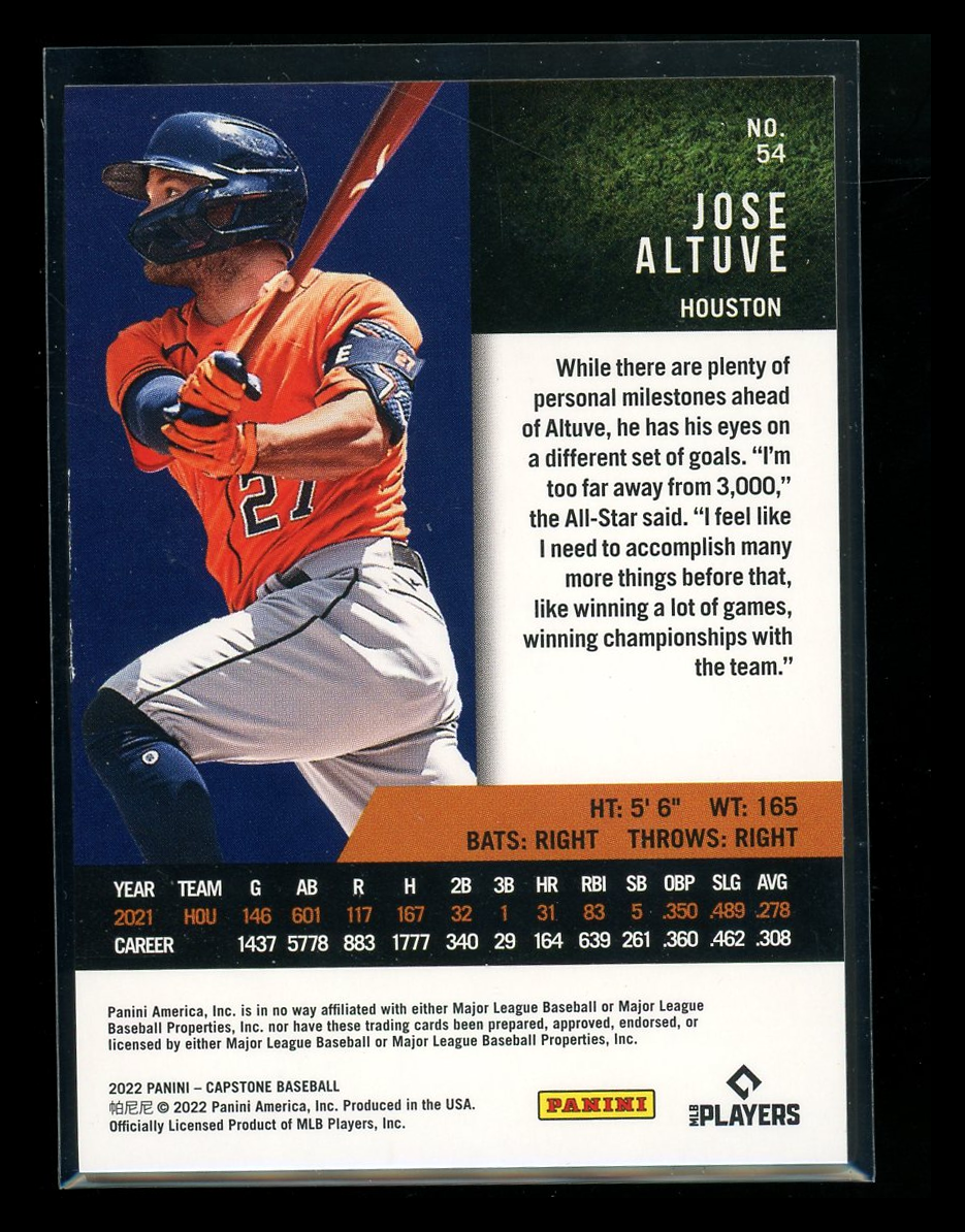 2022 Panini Capstone Jose Altuve #54 49/99 Baseball