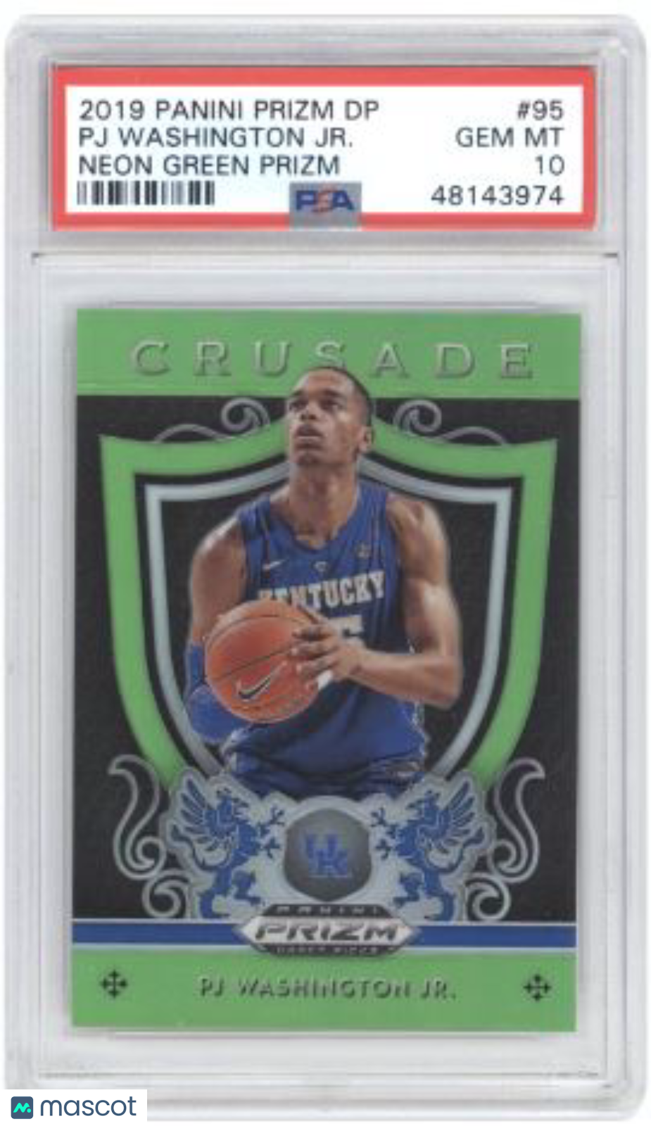 2019 Panini Prizm Draft Picks PJ Washington JR. #95 Neon Green /125 PSA 10