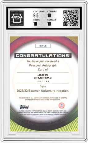 2022-23 Bowman U Inception John Emery #BIA-JE Auto Football AC 10/10