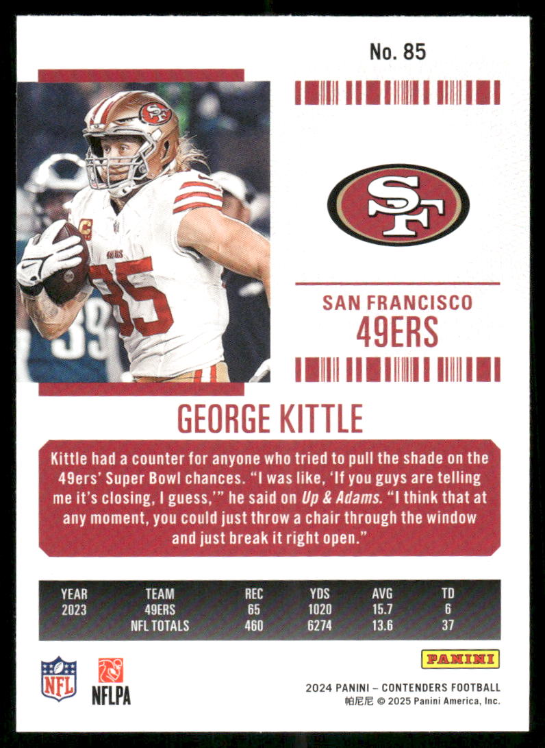 2025 Panini Contenders Football George Kittle #85 Red Football