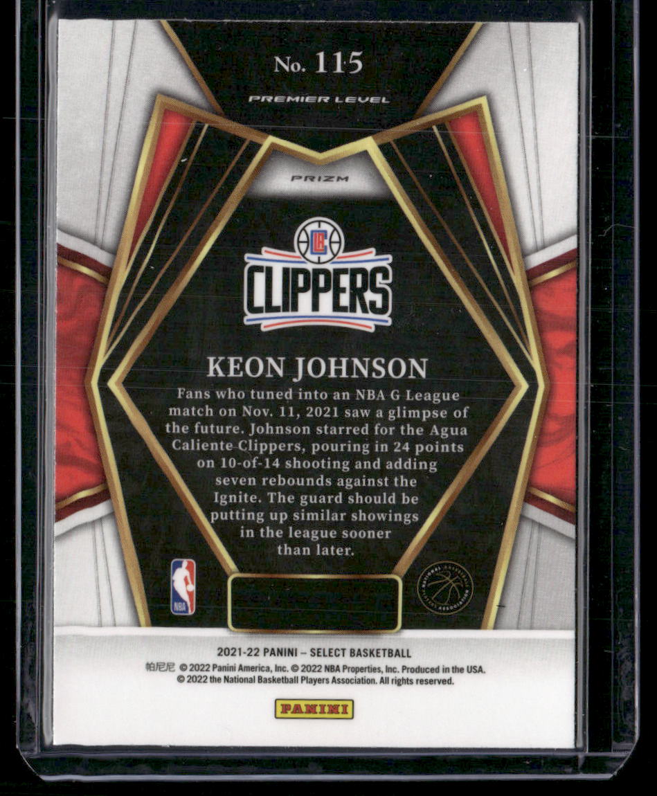 2021-22 Panini Select Keon Johnson #115 Silver Premier RC Basketball